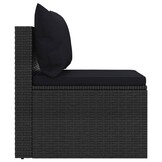 vidaXL Tuinmiddenbanken met kussens 2 st poly rattan zwart