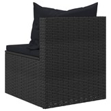 vidaXL Tuinmiddenbanken met kussens 2 st poly rattan zwart