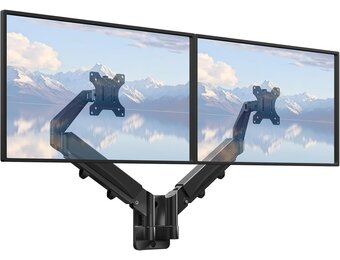 Monitorwandhouder, 2 monitoren voor 17-32 inch beeldscherm, monitorhouder, 2 monitoren, wand met in hoogte verstelbaar, kantelbaar, draaibaar, ondersteuning monitor tot 9 kg per arm, VESA 75 x 75/100