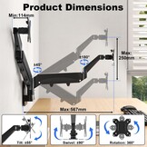 Monitorwandhouder, 2 monitoren voor 17-32 inch beeldscherm, monitorhouder, 2 monitoren, wand met in hoogte verstelbaar, kantelbaar, draaibaar, ondersteuning monitor tot 9 kg per arm, VESA 75 x 75/100