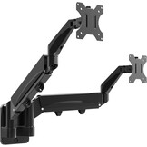 Monitorwandhouder, 2 monitoren voor 17-32 inch beeldscherm, monitorhouder, 2 monitoren, wand met in hoogte verstelbaar, kantelbaar, draaibaar, ondersteuning monitor tot 9 kg per arm, VESA 75 x 75/100