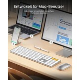 ProtoArc KM100-A Verlicht Draadloos Toetsenbord en Muis Set QWERTZ Wit voor Mac