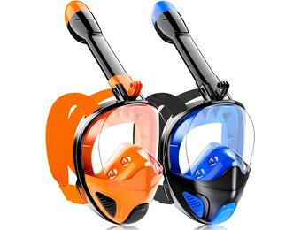 Seaview Snorkelmasker, volgelaatsmasker, 180 graden, snorkeluitrusting, duikmasker voor volwassenen en kinderen, anti-lek en anti-condens-snorkelset