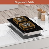 Inductiekookplaat, 2 kookplaten, inbouwkookplaat, 3600 W, continue verwarming, booster, 9 standen, timer 1-99 min, automatische uitschakeling, kindervergrendeling, pansensor, matzwart