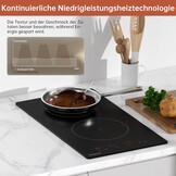 Inductiekookplaat, 2 kookplaten, inbouwkookplaat, 3600 W, continue verwarming, booster, 9 standen, timer 1-99 min, automatische uitschakeling, kindervergrendeling, pansensor, matzwart