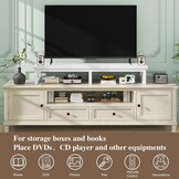 IBUYKE Tv-kast, tafel, televisietafel, 114 cm, met 2 lagers, tafelblad korte tv-standaard, voor televisies tot 60 inch, woonkamer, eetkamer en slaapkamer, wit TVT002W