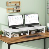 IBUYKE Tv-kast, tafel, televisietafel, 114 cm, met 2 lagers, tafelblad korte tv-standaard, voor televisies tot 60 inch, woonkamer, eetkamer en slaapkamer, wit TVT002W