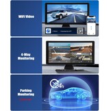 CAMECHO DVR Achteruitrijcamera, auto, 4 camera's, set met 10,36 inch lcd-scherm, 4 kanalen monitor, ondersteuning 4K loop-opname, Carplay Android Auto FM Mirror Link Bluetooth en USB - Maat 10.36'' DVR Carplay+4 Kameras