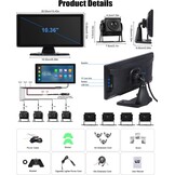 CAMECHO DVR Achteruitrijcamera, auto, 4 camera's, set met 10,36 inch lcd-scherm, 4 kanalen monitor, ondersteuning 4K loop-opname, Carplay Android Auto FM Mirror Link Bluetooth en USB - Maat 10.36'' DVR Carplay+4 Kameras