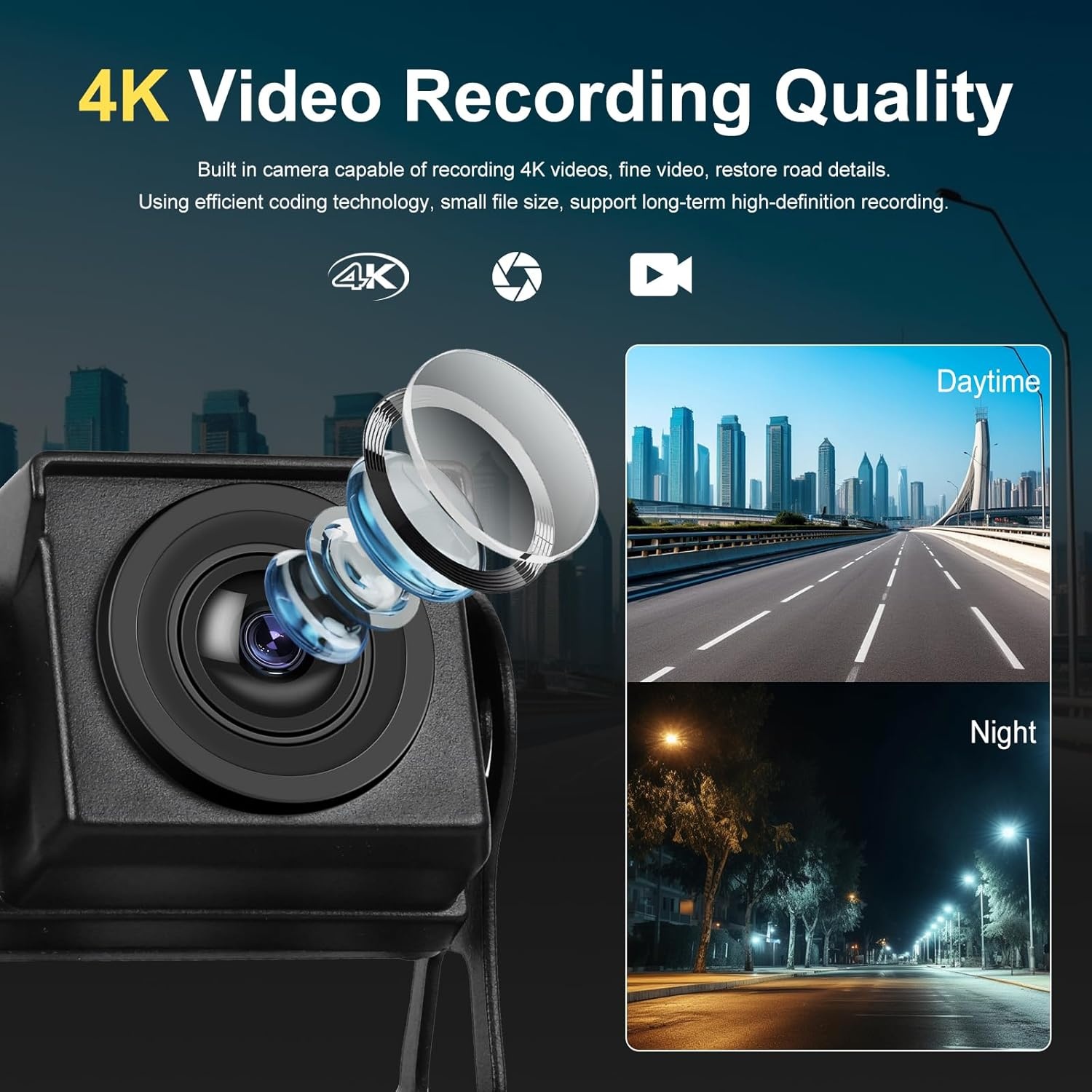 CAMECHO DVR Achteruitrijcamera, auto, 4 camera's, set met 10,36 inch lcd-scherm, 4 kanalen monitor, ondersteuning 4K loop-opname, Carplay Android Auto FM Mirror Link Bluetooth en USB - Maat 10.36'' DVR Carplay+4 Kameras
