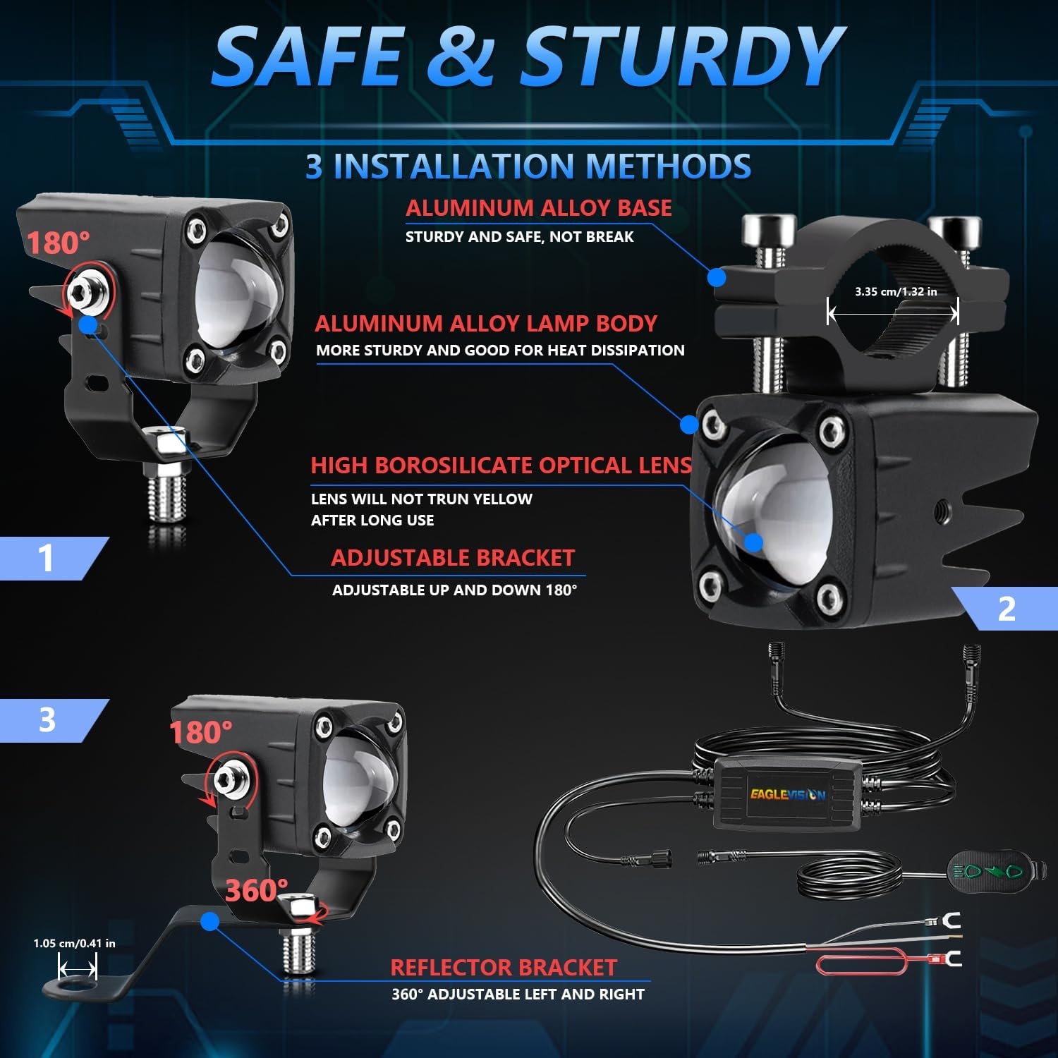 2x LED Pod Lampen Set Off-road met Schakelaar & Kabels - 60W, 6000lm, Dubbele Kleur (Wit/Geel)