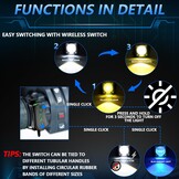2x LED Pod Lampen Set Off-road met Schakelaar & Kabels - 60W, 6000lm, Dubbele Kleur (Wit/Geel)