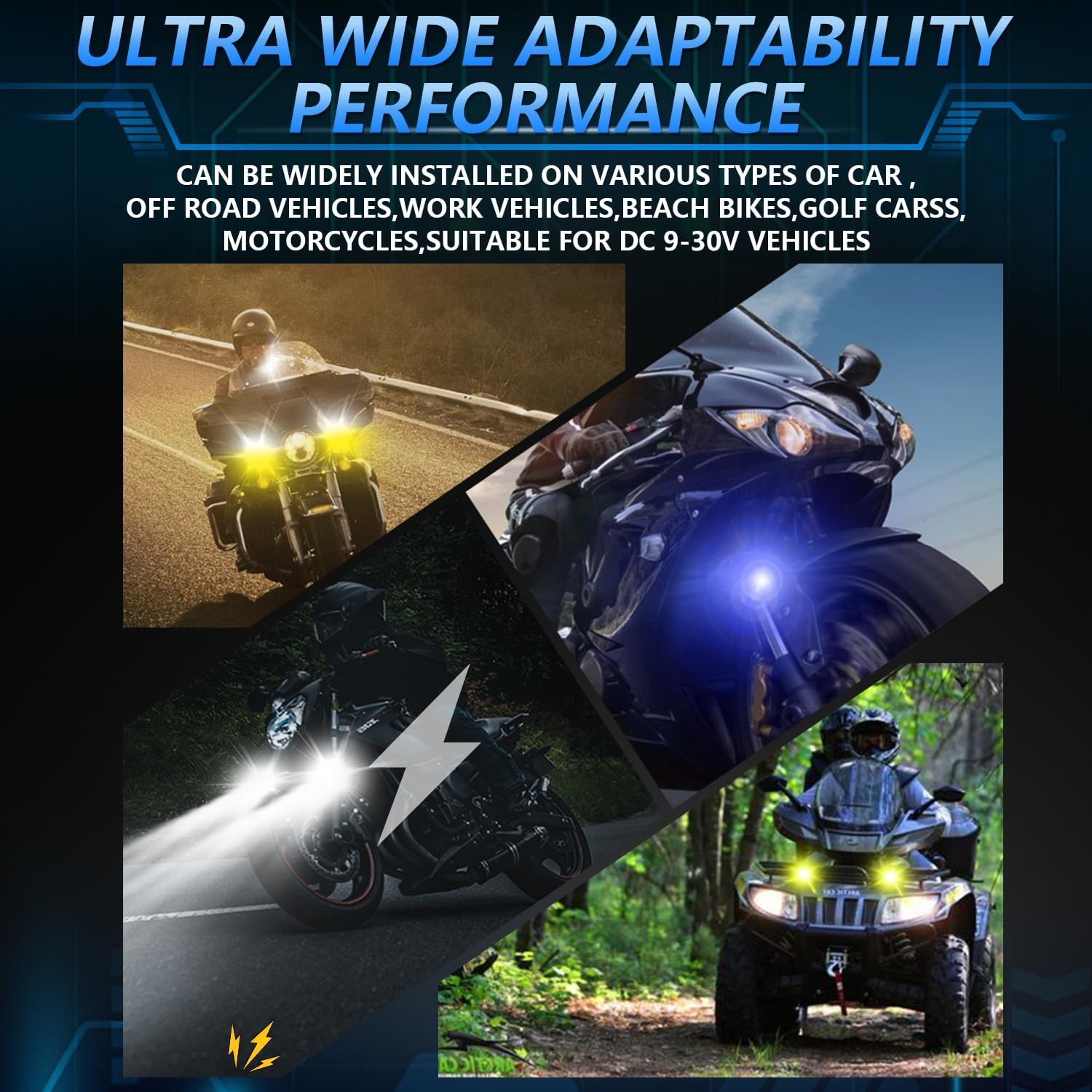 2x LED Pod Lampen Set Off-road met Schakelaar & Kabels - 60W, 6000lm, Dubbele Kleur (Wit/Geel)