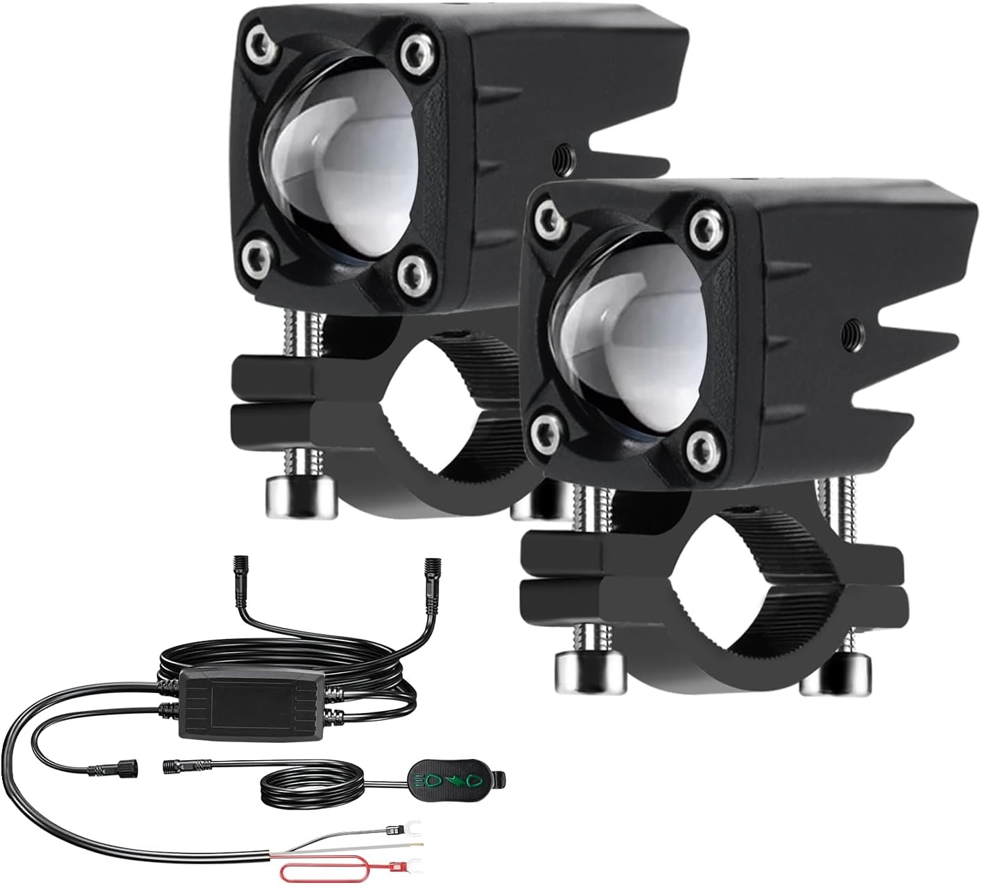 2x LED Pod Lampen Set Off-road met Schakelaar & Kabels - 60W, 6000lm, Dubbele Kleur (Wit/Geel)