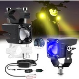 2x LED Pod Lampen Set Off-road met Schakelaar & Kabels - 60W, 6000lm, Dubbele Kleur (Wit/Geel)