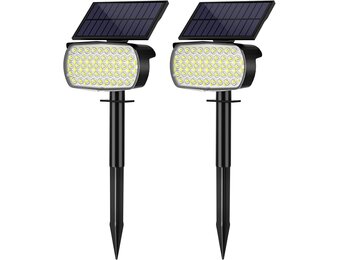 Set van 2 Stuks Solarlampen voor Buiten - 108 LED, Superhelder, Koud Wit Licht (6000K), IP65 Waterdicht