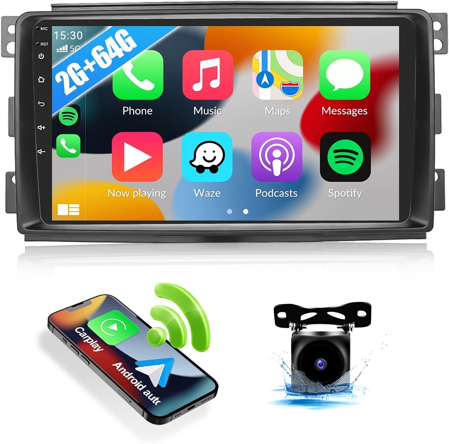 CAMECHO Android 12 Autoradio voor Mercedes-Benz Smart Fortwo (2005-2010) met 9 inch Touchscreen, Carplay & Android Auto
