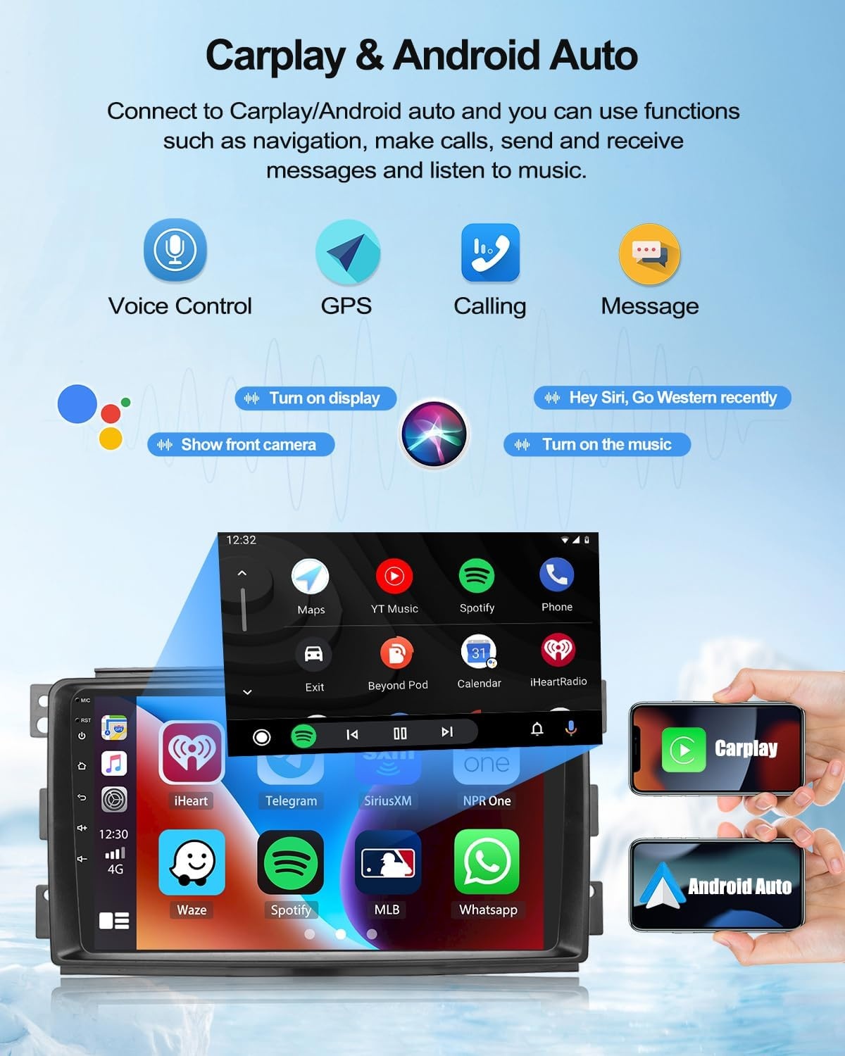 CAMECHO Android 12 Autoradio voor Mercedes-Benz Smart Fortwo (2005-2010) met 9 inch Touchscreen, Carplay & Android Auto