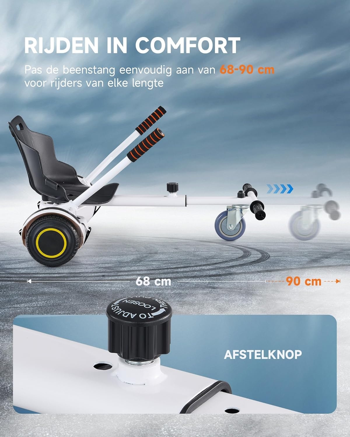 CO-Z Hoverkart zitstoel voor hoverboard, hoverkart, zitscooter, Gokart, zitting voor zelfbalancing, compatibel met 16,5 cm, 20,3 cm en 25,4 cm, scooter voor volwassenen en kinderen
