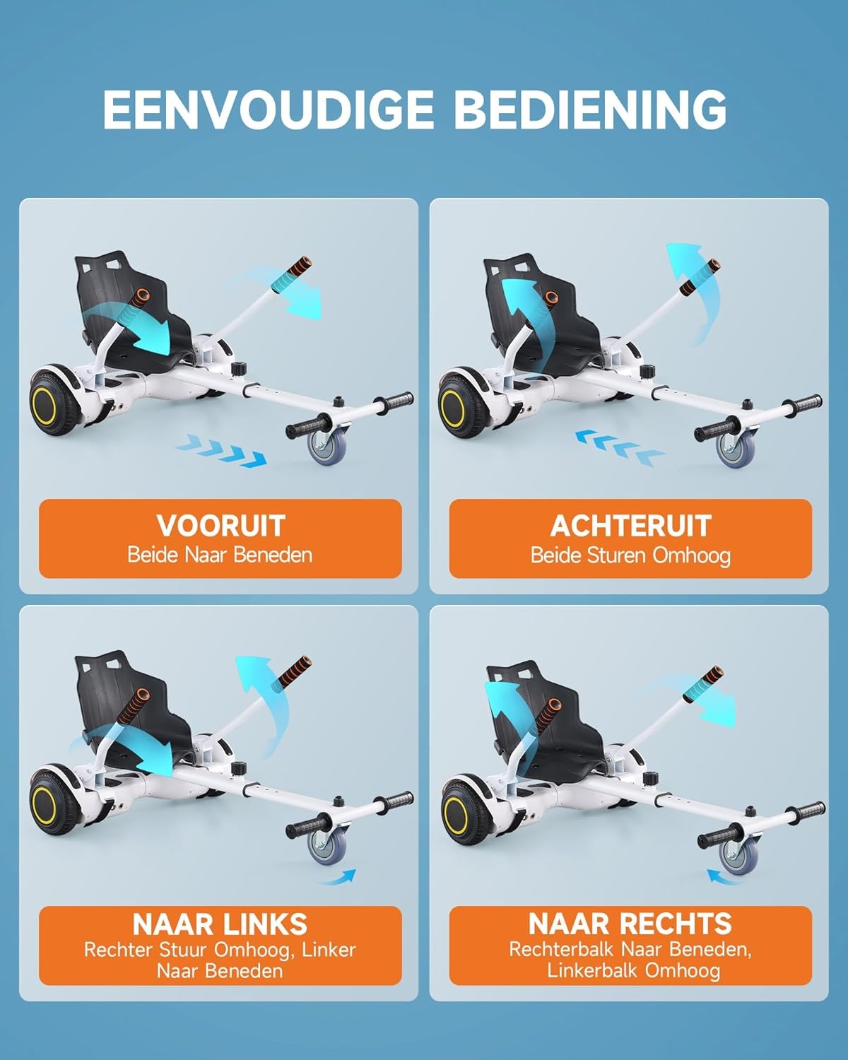 CO-Z Hoverkart zitstoel voor hoverboard, hoverkart, zitscooter, Gokart, zitting voor zelfbalancing, compatibel met 16,5 cm, 20,3 cm en 25,4 cm, scooter voor volwassenen en kinderen