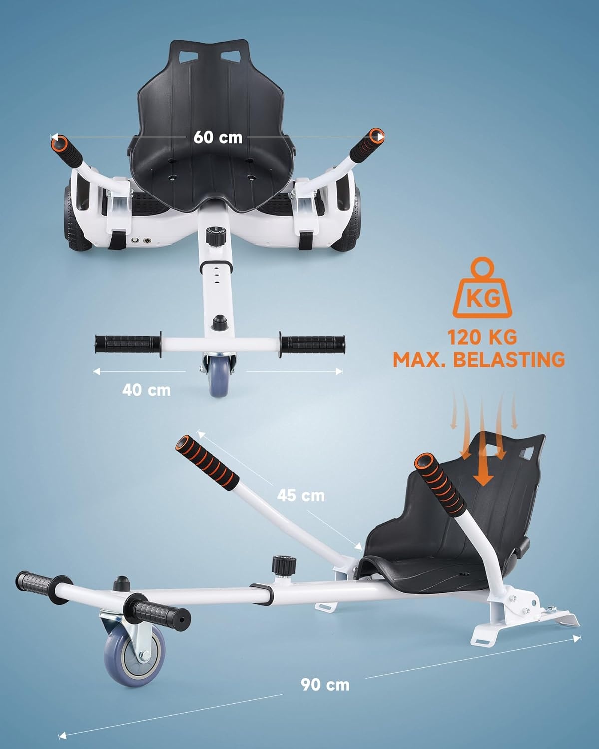 CO-Z Hoverkart zitstoel voor hoverboard, hoverkart, zitscooter, Gokart, zitting voor zelfbalancing, compatibel met 16,5 cm, 20,3 cm en 25,4 cm, scooter voor volwassenen en kinderen
