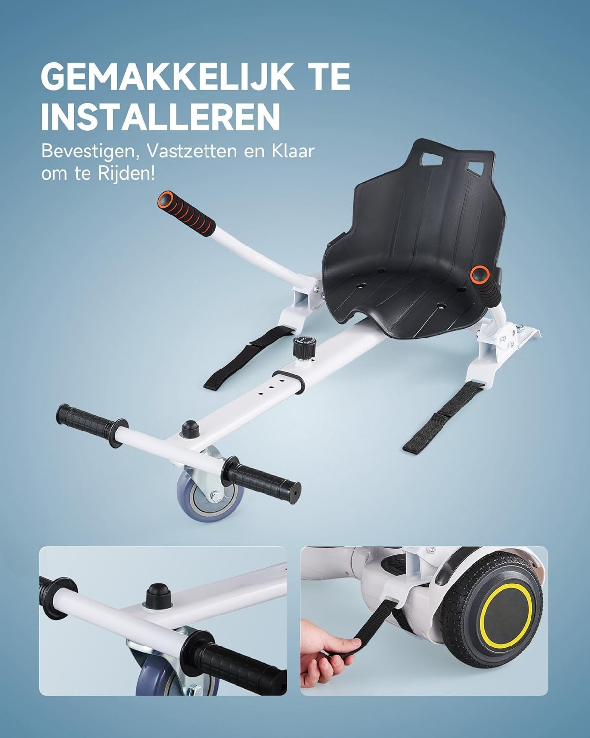 CO-Z Hoverkart zitstoel voor hoverboard, hoverkart, zitscooter, Gokart, zitting voor zelfbalancing, compatibel met 16,5 cm, 20,3 cm en 25,4 cm, scooter voor volwassenen en kinderen