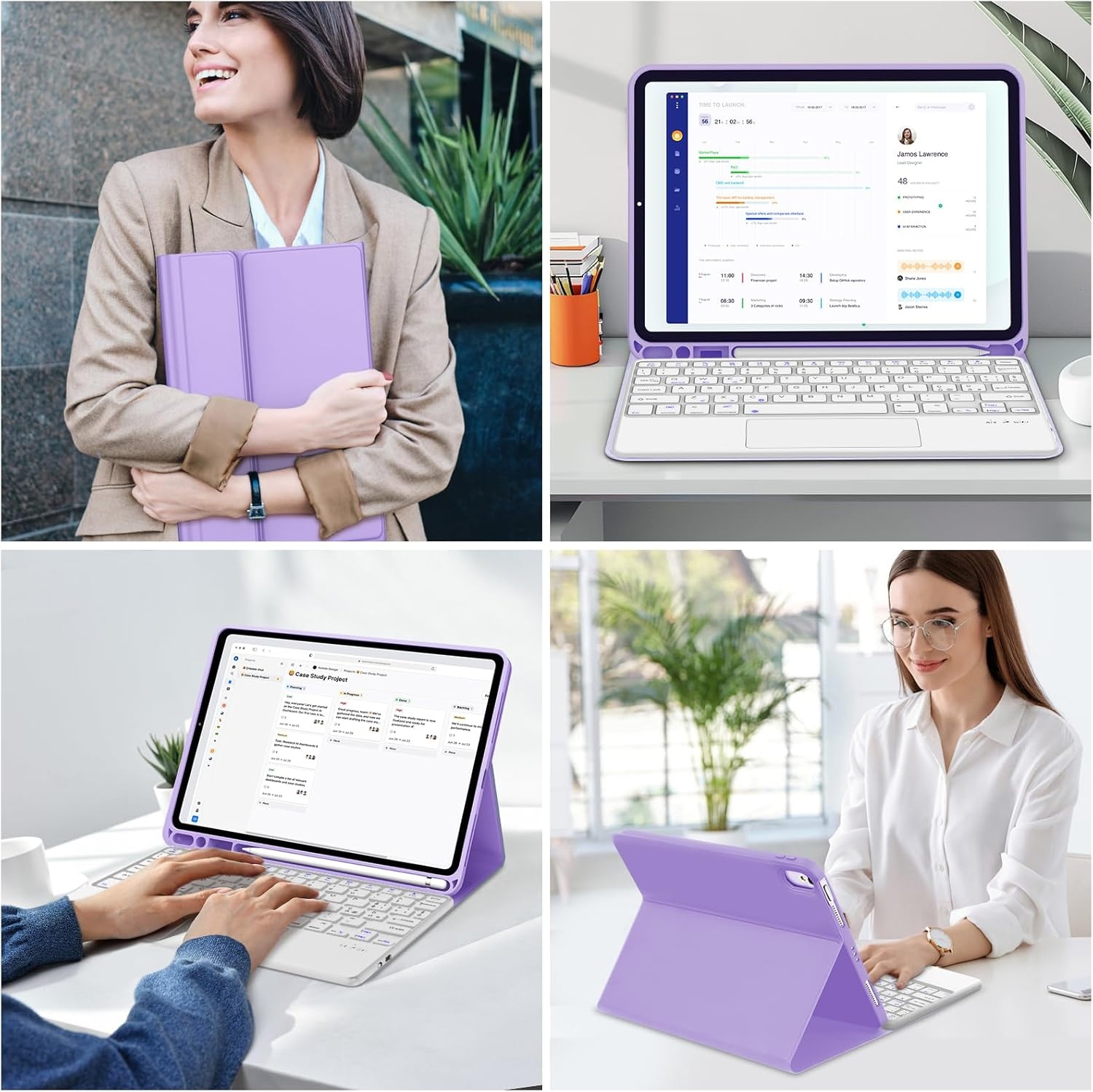 Paarse Toetsenbordhoes met Trackpad voor iPad Air 6 (11") - 74% Korting!