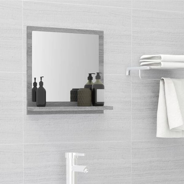vidaXL Badkamerspiegel 40x10,5x37 cm bewerkt hout grijs sonoma eiken
