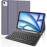 JADEMALL Toetsenbord iPad Air 11 M2 2024, toetsenbordhoes voor iPad Air 11 inch M2 2024, hoes met Italiaans QWERTY-toetsenbord afneembaar met pennenhouder voor iPad Air 11 2024, violet