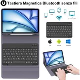 JADEMALL Toetsenbord iPad Air 11 M2 2024, toetsenbordhoes voor iPad Air 11 inch M2 2024, hoes met Italiaans QWERTY-toetsenbord afneembaar met pennenhouder voor iPad Air 11 2024, violet