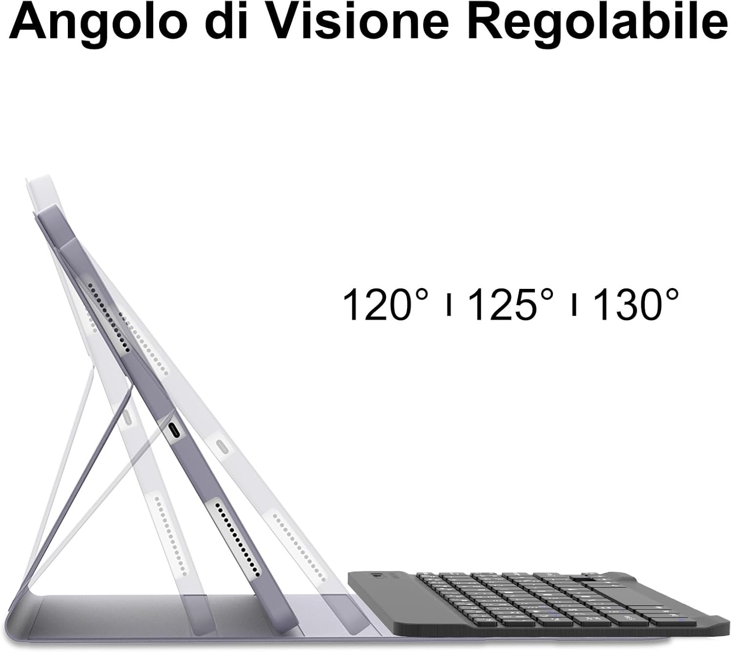 JADEMALL Toetsenbord iPad Air 11 M2 2024, toetsenbordhoes voor iPad Air 11 inch M2 2024, hoes met Italiaans QWERTY-toetsenbord afneembaar met pennenhouder voor iPad Air 11 2024, violet