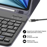 JADEMALL Toetsenbord iPad Air 11 M2 2024, toetsenbordhoes voor iPad Air 11 inch M2 2024, hoes met Italiaans QWERTY-toetsenbord afneembaar met pennenhouder voor iPad Air 11 2024, violet