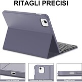 JADEMALL Toetsenbord iPad Air 11 M2 2024, toetsenbordhoes voor iPad Air 11 inch M2 2024, hoes met Italiaans QWERTY-toetsenbord afneembaar met pennenhouder voor iPad Air 11 2024, violet
