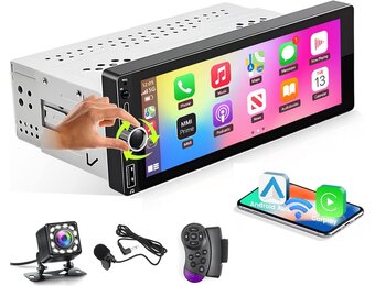 1 Din Autoradio Radio 6,9 Inch Aanraakscherm met Wireless Carplay Android Auto