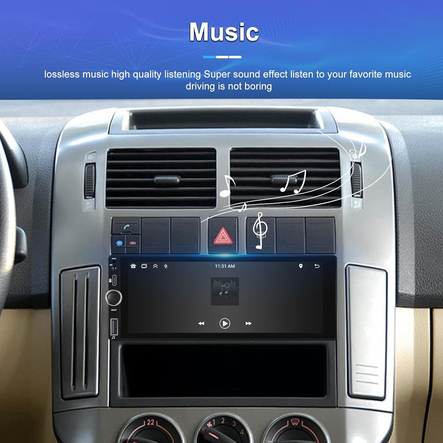 1 Din Autoradio Radio 6,9 Inch Aanraakscherm met Wireless Carplay Android Auto