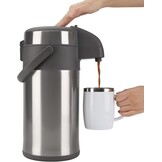 4,0 liter pompkannen, thermoskannen, koffiedispenser, roestvrij staal, dubbelwandige vacuüm-isoleerkan met pompmechanisme, koffiekaraf, kan voor 24 kopjes (zilver)