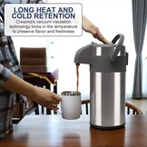 4,0 liter pompkannen, thermoskannen, koffiedispenser, roestvrij staal, dubbelwandige vacuüm-isoleerkan met pompmechanisme, koffiekaraf, kan voor 24 kopjes (zilver)