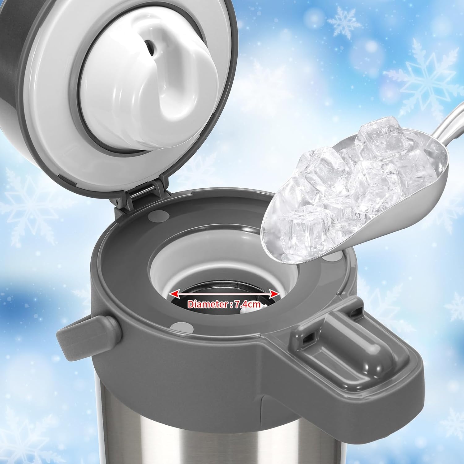 4,0 liter pompkannen, thermoskannen, koffiedispenser, roestvrij staal, dubbelwandige vacuüm-isoleerkan met pompmechanisme, koffiekaraf, kan voor 24 kopjes (zilver)