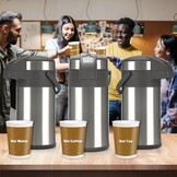 4,0 liter pompkannen, thermoskannen, koffiedispenser, roestvrij staal, dubbelwandige vacuüm-isoleerkan met pompmechanisme, koffiekaraf, kan voor 24 kopjes (zilver)