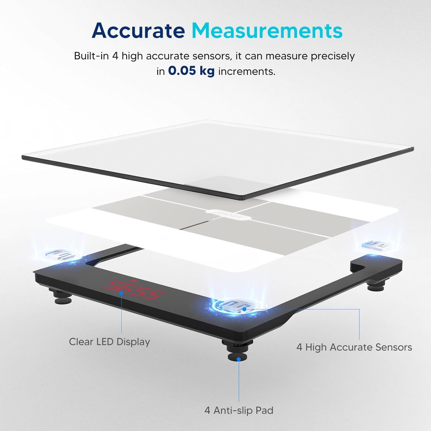 arboleaf Weegschaal voor personen, lichaamsanalyse, digitale weegschaal met app en 13 lichaamsmassa, 180 kg, bluetooth personenweegschaal voor BMI, lichaamsvet en spieren, eiwitten, BMR enz. (wit)