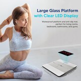 arboleaf Weegschaal voor personen, lichaamsanalyse, digitale weegschaal met app en 13 lichaamsmassa, 180 kg, bluetooth personenweegschaal voor BMI, lichaamsvet en spieren, eiwitten, BMR enz. (wit)