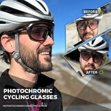 KAPVOE Fietsbril, zelfkleurend, zonnebril voor dames en heren, mountainbike, sportbril, uv-bescherming, voor snel fietsen, hardlopen, MTB-fietsen