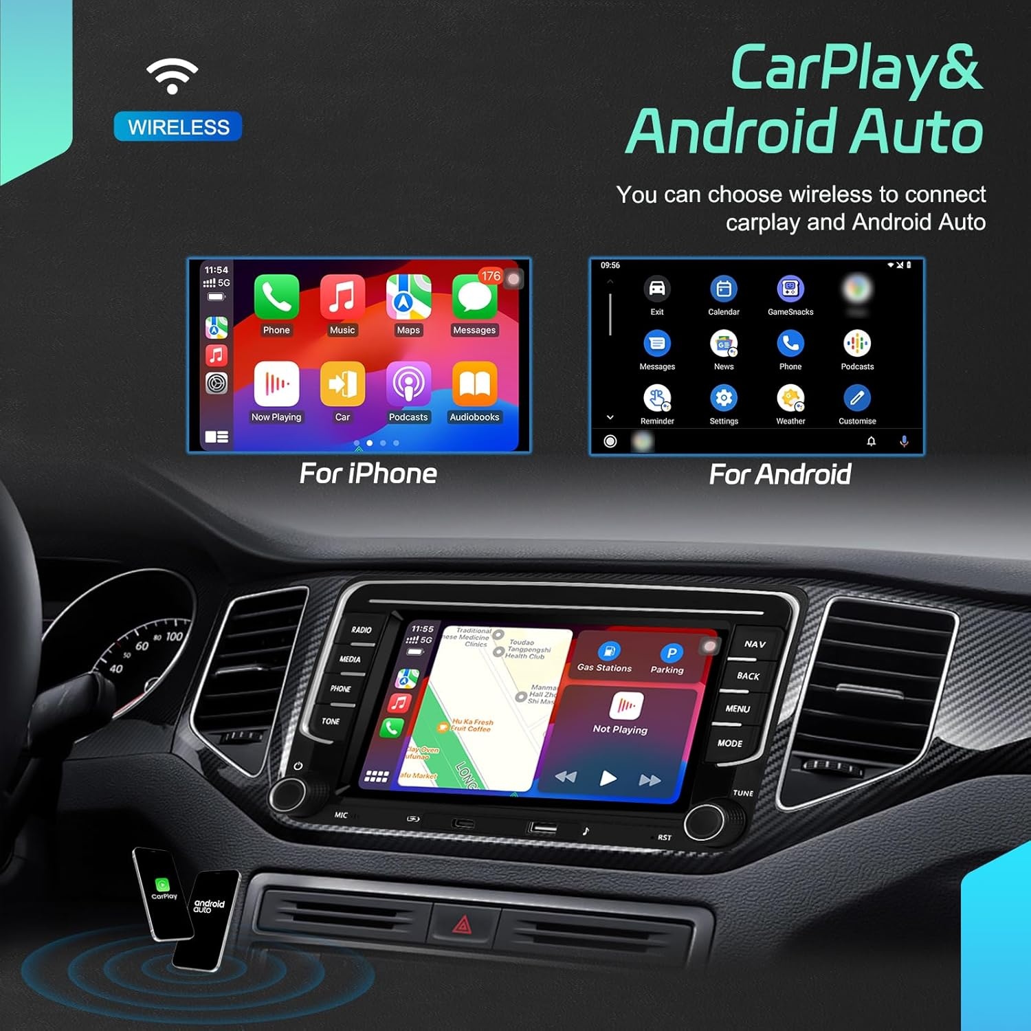 Android Radio Autoradio voor VW Golf 5 6 Polo Tiguan Passat Touran Caddy T5 Trasporter Skoda Seat