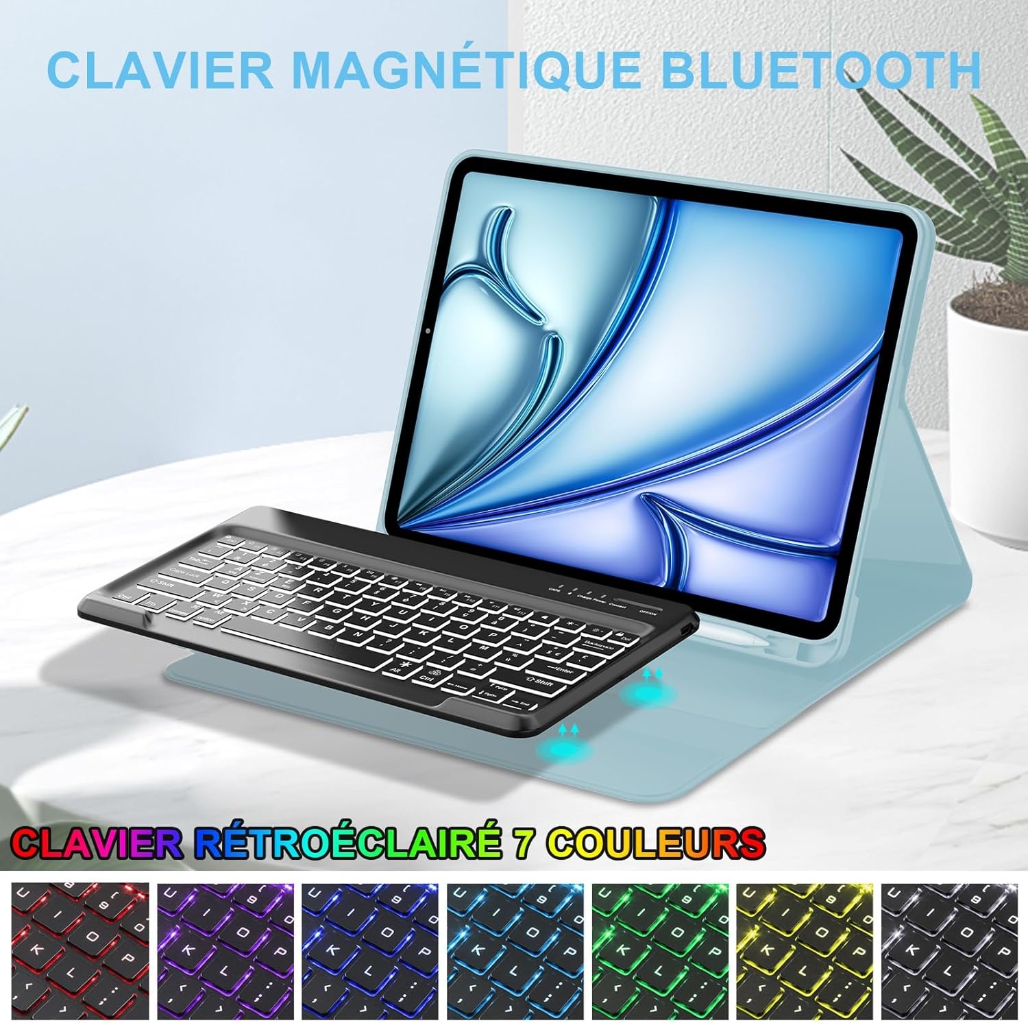 Toetsenbordhoes iPad Air 13" M2 (2024) - Blauw, Italiaans QWERTY, Verlicht