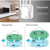 Wifi-repeater, wifi-versterker (AC1200 2,4GHz: 300 Mbit/s, 5GHz: 867 MBit/s), 4 x 3dBi externe antennes, WPS, led-display, WPA/WPA2, LAN-aansluiting, compatibel met alle WLAN-routers, wit