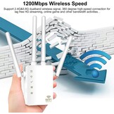 Wifi-repeater, wifi-versterker (AC1200 2,4GHz: 300 Mbit/s, 5GHz: 867 MBit/s), 4 x 3dBi externe antennes, WPS, led-display, WPA/WPA2, LAN-aansluiting, compatibel met alle WLAN-routers, wit