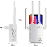 Wifi-repeater, wifi-versterker (AC1200 2,4GHz: 300 Mbit/s, 5GHz: 867 MBit/s), 4 x 3dBi externe antennes, WPS, led-display, WPA/WPA2, LAN-aansluiting, compatibel met alle WLAN-routers, wit