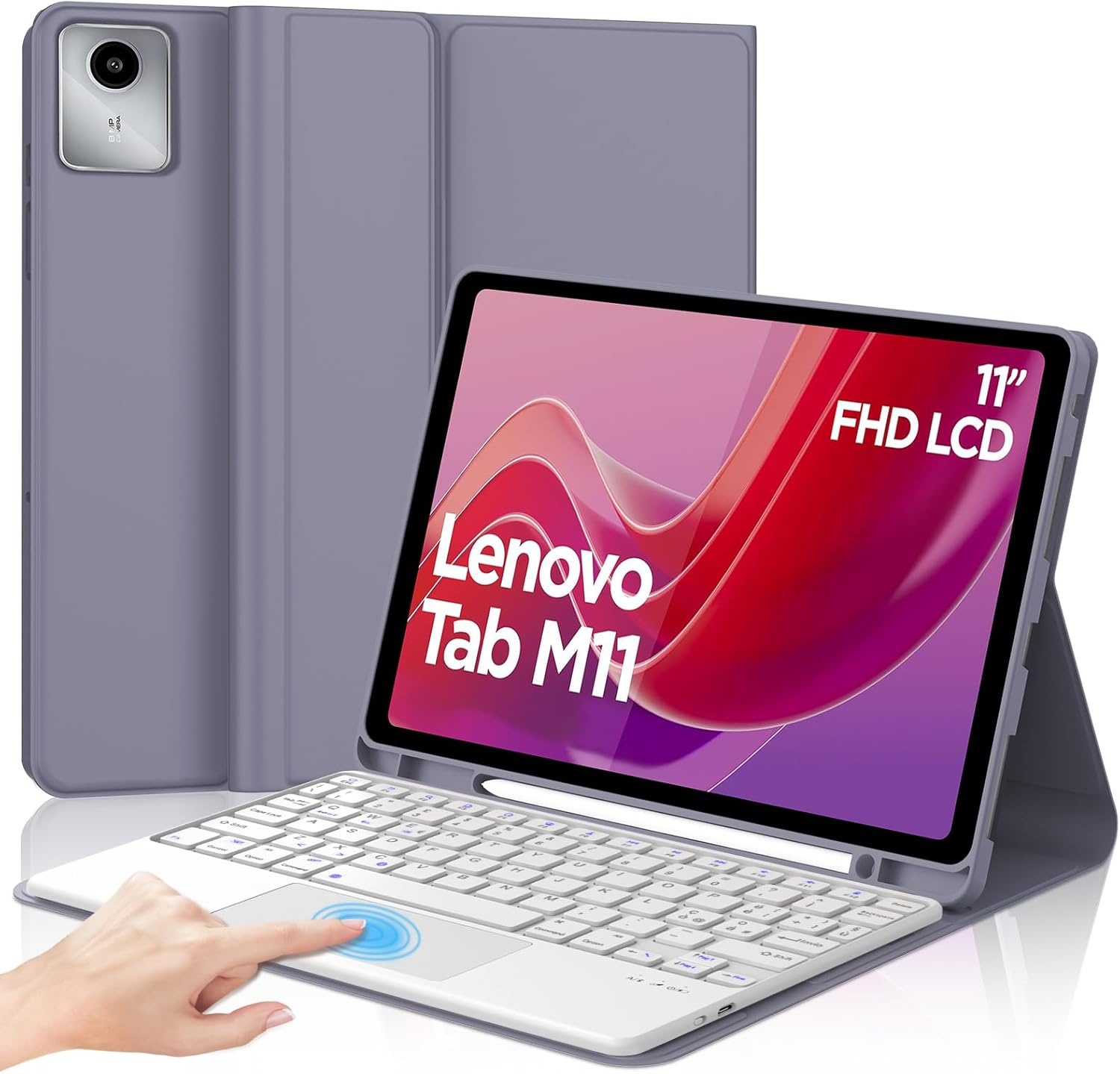 JADEMALL Toetsenbordhoes met trackpad voor Lenovo Tab M11 11 inch 2024, Italiaans QWERTY magnetisch bluetooth-toetsenbord afneembaar met touchpad voor Lenovo Tab M11, paars