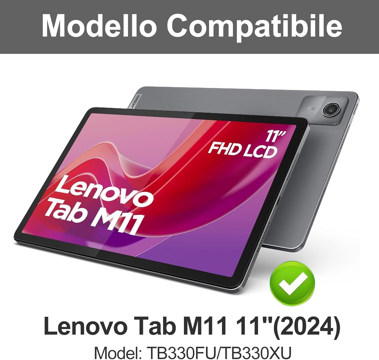 JADEMALL Toetsenbordhoes met trackpad voor Lenovo Tab M11 11 inch 2024, Italiaans QWERTY magnetisch bluetooth-toetsenbord afneembaar met touchpad voor Lenovo Tab M11, paars