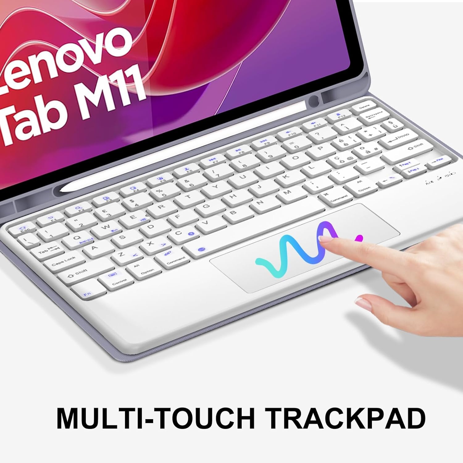 JADEMALL Toetsenbordhoes met trackpad voor Lenovo Tab M11 11 inch 2024, Italiaans QWERTY magnetisch bluetooth-toetsenbord afneembaar met touchpad voor Lenovo Tab M11, paars